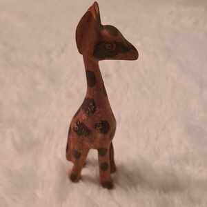 Hand Carved Wooden Giraffe 6" Small Giraffe Wood Statue Figurine Signed 2012